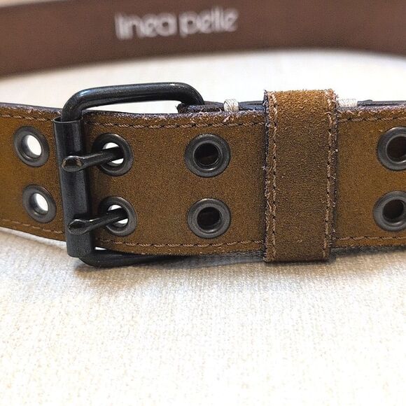 Linea Pelle Double Prong Suede Leather Belt Size M - Picture 9 of 9